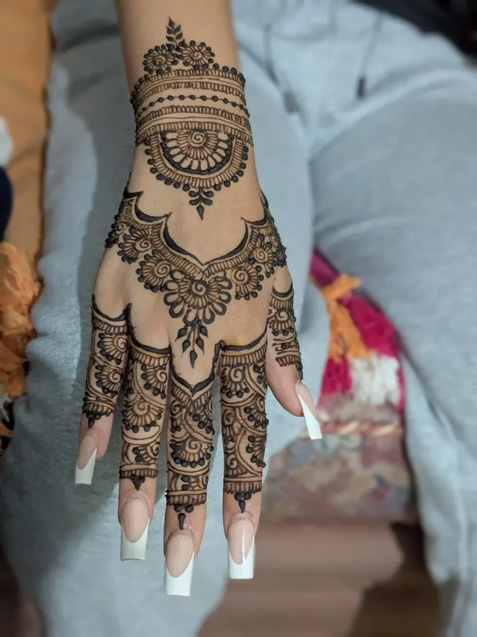 Cuff and mandala mehndi with finger bands